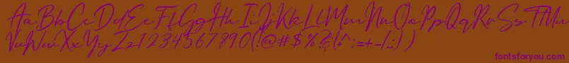 Oriflame Script-Schriftart – Violette Schriften auf braunem Hintergrund