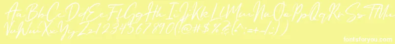 フォントOriflame Script – 黄色い背景に白い文字