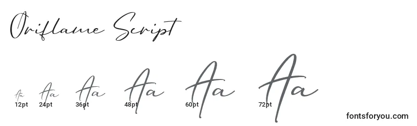 Размеры шрифта Oriflame Script