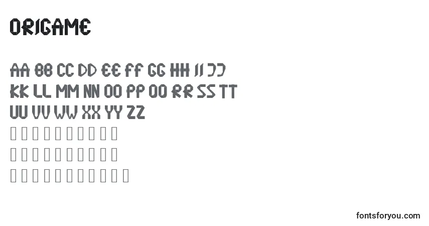 Шрифт Origame – алфавит, цифры, специальные символы
