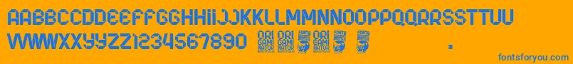 Origaminator Font – Blue Fonts on Orange Background