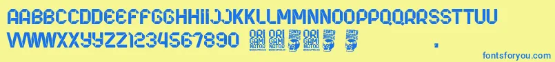 Origaminator Font – Blue Fonts on Yellow Background