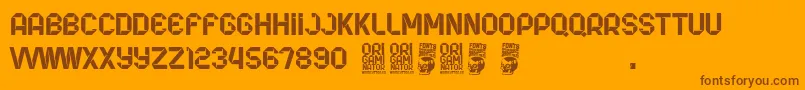 Origaminator Font – Brown Fonts on Orange Background