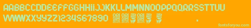 Origaminator Font – Green Fonts on Orange Background