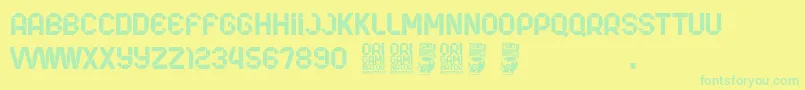 Origaminator Font – Green Fonts on Yellow Background