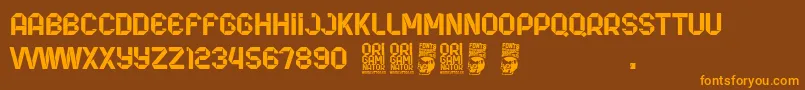 Origaminator Font – Orange Fonts on Brown Background