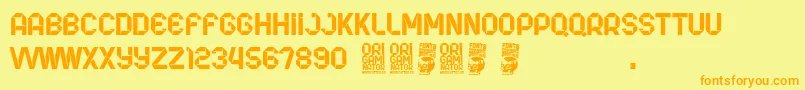 Origaminator Font – Orange Fonts on Yellow Background