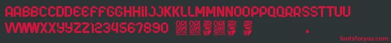 Origaminator Font – Red Fonts on Black Background