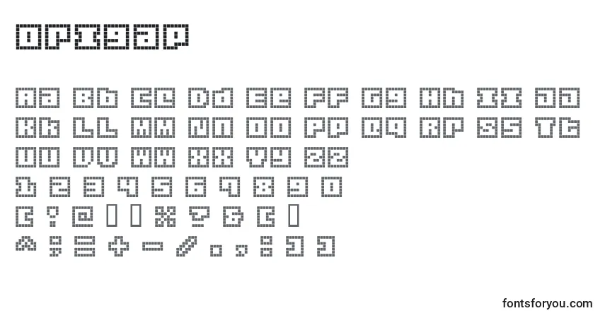 A fonte Origap   (136260) – alfabeto, números, caracteres especiais
