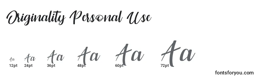 Originality Personal Use Font Sizes