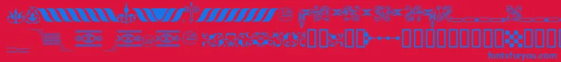 OrnamentosOrlasyVinetasLGt-Schriftart – Blaue Schriften auf rotem Hintergrund