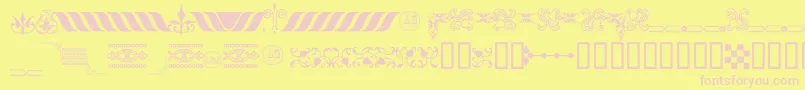 OrnamentosOrlasyVinetasLGt-fontti – vaaleanpunaiset fontit keltaisella taustalla