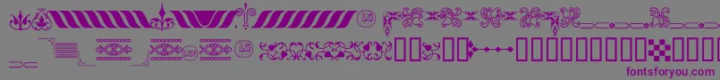 フォントOrnamentosOrlasyVinetasLGt – 紫色のフォント、灰色の背景