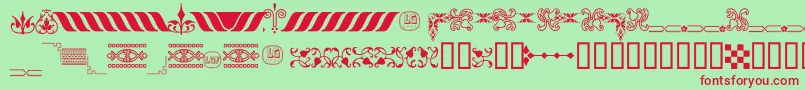 フォントOrnamentosOrlasyVinetasLGt – 赤い文字の緑の背景