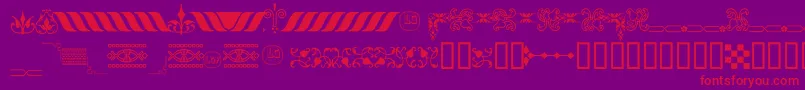 OrnamentosOrlasyVinetasLGt Font – Red Fonts on Purple Background