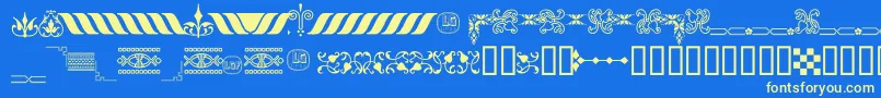 フォントOrnamentosOrlasyVinetasLGt – 黄色の文字、青い背景