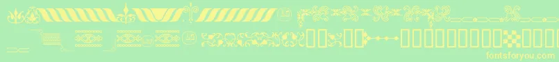 OrnamentosOrlasyVinetasLGt-fontti – keltaiset fontit vihreällä taustalla