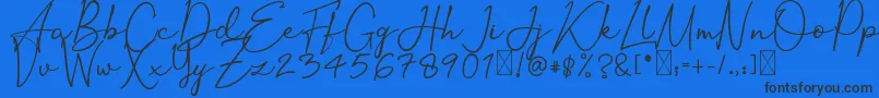 OrtisanSignature-Schriftart – Schwarze Schriften auf blauem Hintergrund