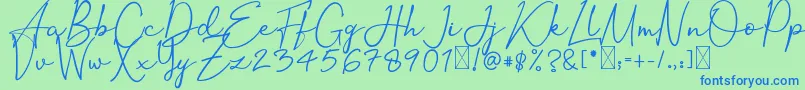 More about OrtisanSignature Font OrtisanSignature Font – Blue Fonts on Green Background