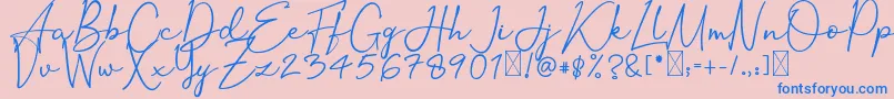 OrtisanSignature-Schriftart – Blaue Schriften auf rosa Hintergrund