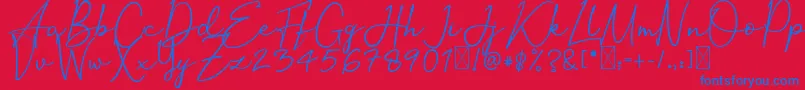 OrtisanSignature Font – Blue Fonts on Red Background