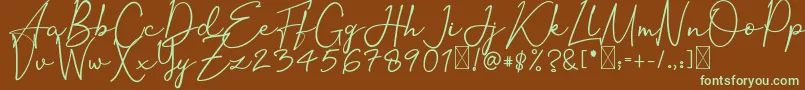 OrtisanSignature Font – Green Fonts on Brown Background