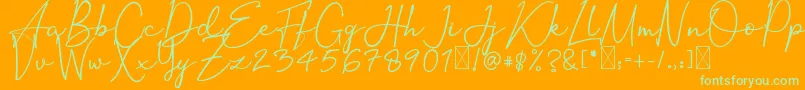 Fonte OrtisanSignature – fontes verdes em um fundo laranja