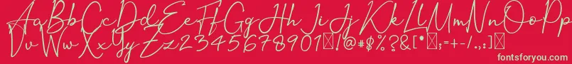 Saiba mais sobre a fonte OrtisanSignature Fonte OrtisanSignature – fontes verdes em um fundo vermelho