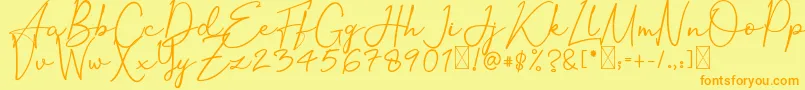 Fonte OrtisanSignature – fontes laranjas em um fundo amarelo