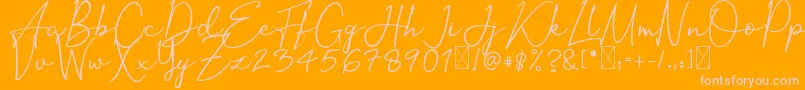 OrtisanSignature-Schriftart – Rosa Schriften auf orangefarbenem Hintergrund