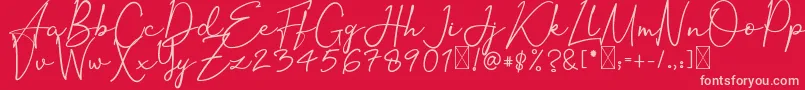 OrtisanSignature-Schriftart – Rosa Schriften auf rotem Hintergrund