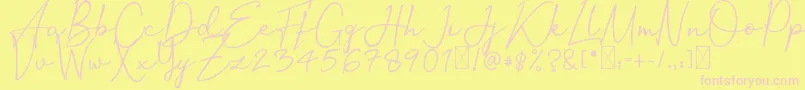 Czcionka OrtisanSignature – różowe czcionki na żółtym tle