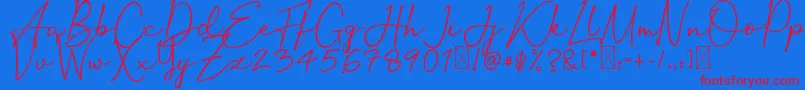 OrtisanSignature-Schriftart – Rote Schriften auf blauem Hintergrund