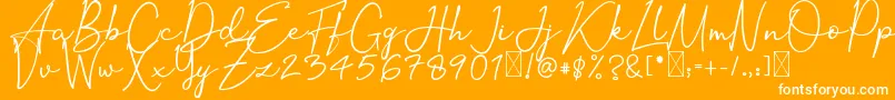 OrtisanSignature-Schriftart – Weiße Schriften auf orangefarbenem Hintergrund