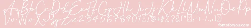 OrtisanSignature-Schriftart – Weiße Schriften auf rosa Hintergrund
