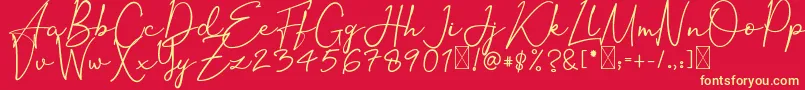 OrtisanSignature Font – Yellow Fonts on Red Background