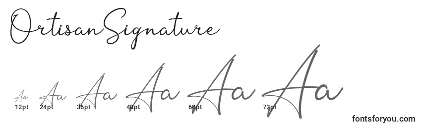 OrtisanSignature Font Sizes