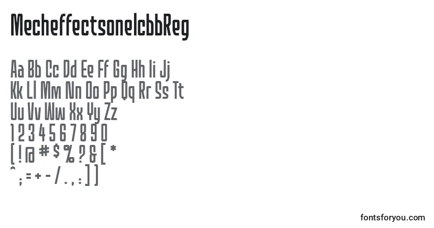 A fonte MecheffectsonelcbbReg – alfabeto, números, caracteres especiais