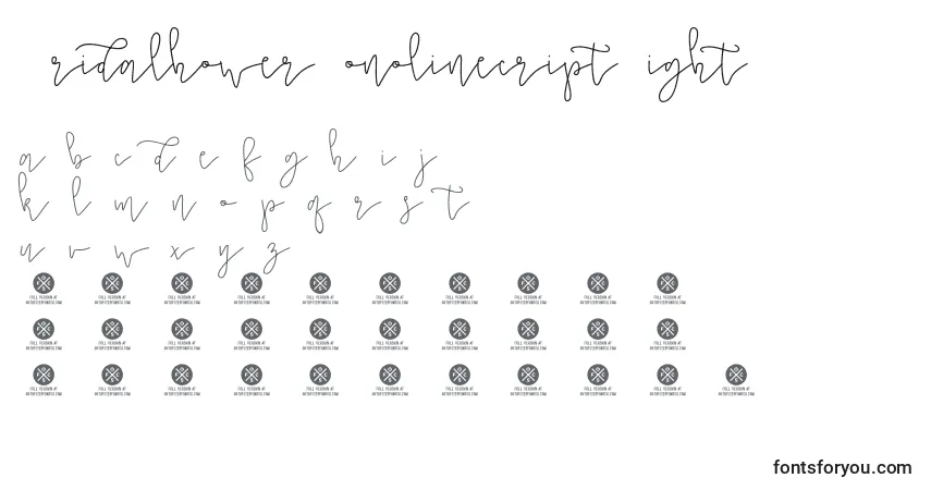 Schriftart OSFC BridalShower MonolineScript Light – Alphabet, Zahlen, spezielle Symbole