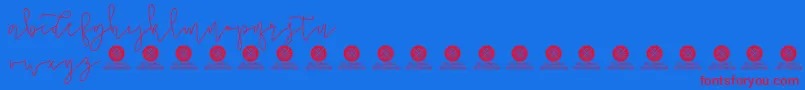 フォントOSFC BridalShower MonolineScript Light – 赤い文字の青い背景