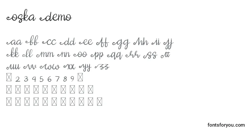 Schriftart Oska Demo – Alphabet, Zahlen, spezielle Symbole