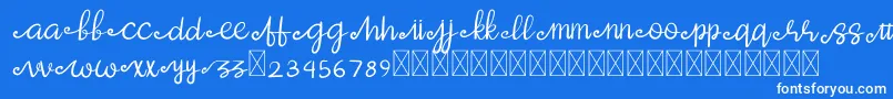 Oska Demo-Schriftart – Weiße Schriften auf blauem Hintergrund