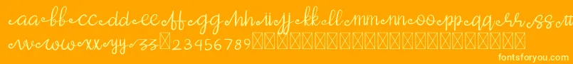 Oska Demo-Schriftart – Gelbe Schriften auf orangefarbenem Hintergrund