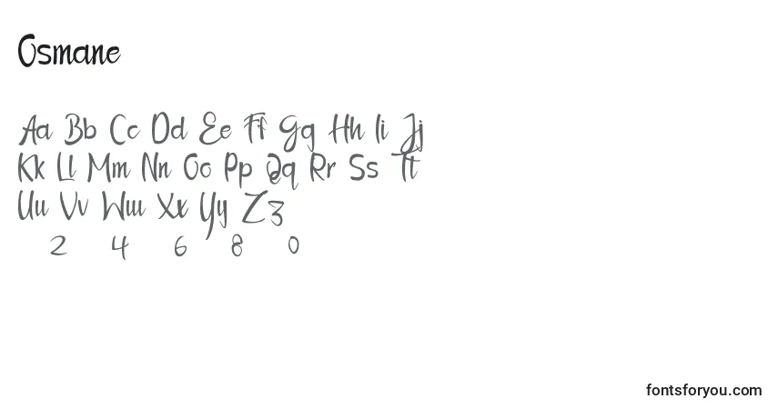 A fonte Osmane – alfabeto, números, caracteres especiais