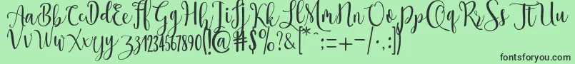 Fonte Ossellany Script – fontes pretas em um fundo verde