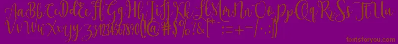 Ossellany Script-Schriftart – Braune Schriften auf violettem Hintergrund