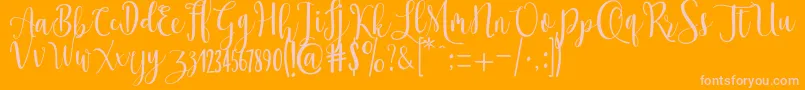 Ossellany Script-Schriftart – Rosa Schriften auf orangefarbenem Hintergrund