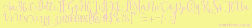 Fonte Ossellany Script – fontes rosa em um fundo amarelo