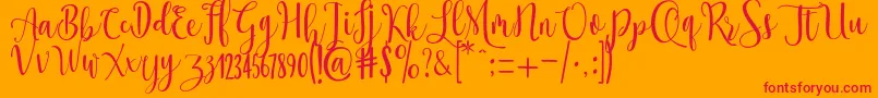 Ossellany Script Font – Red Fonts on Orange Background