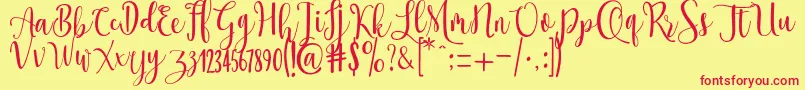 Ossellany Script Font – Red Fonts on Yellow Background